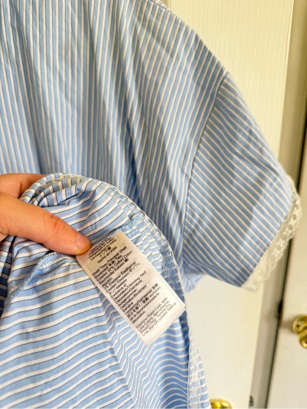 J. Crew Wren Lace Trim Striped Shirt Dress - Picture 6 of 9